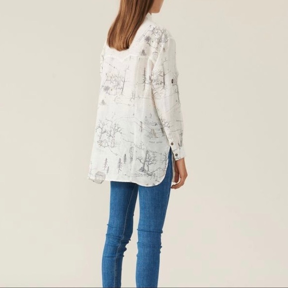 GANNI Silk Linen Girls On Top Oversized Tunic Shirt - Picture 2 of 11